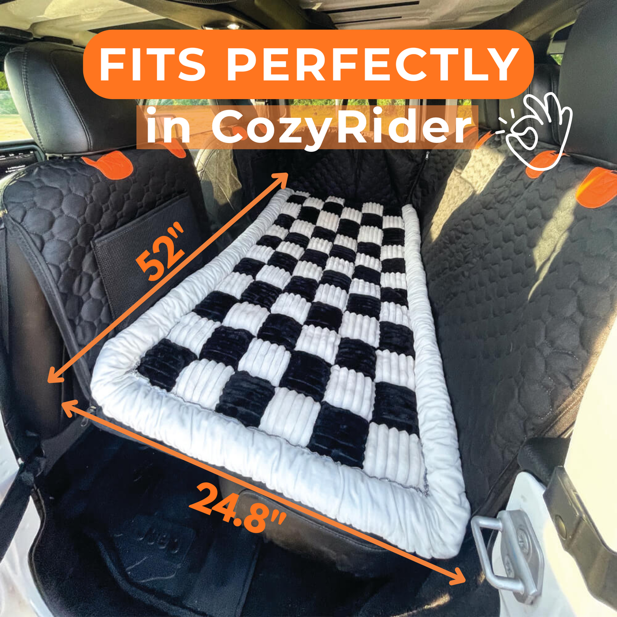 Dog car bed mat dimensions 52 x 24.8 inches fits CozyRider cover