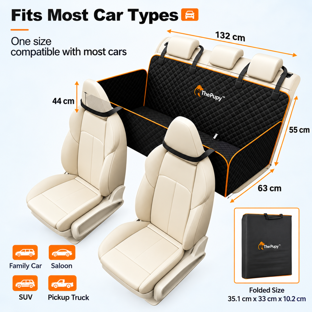 BingoPaw™ Hard Bottom Back Seat Cover & Extender for Dogs
