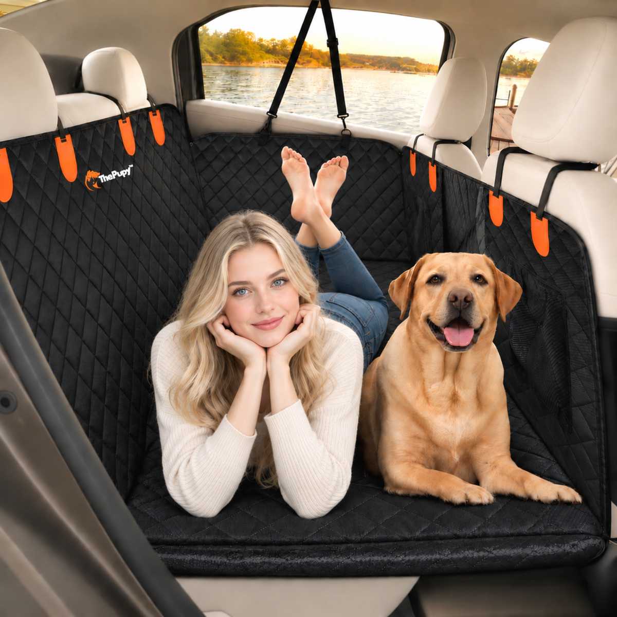 BingoPaw™ Hard Bottom Back Seat Cover & Extender for Dogs